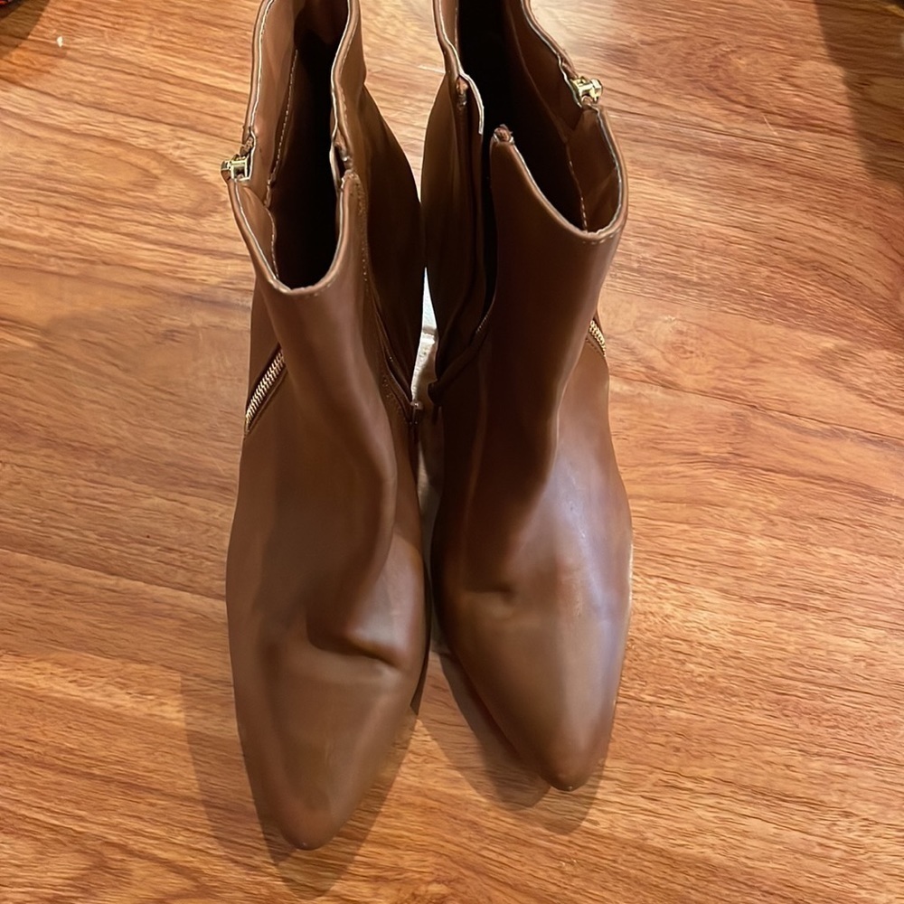 EUC WOMENS Heeled boots TAN / brown size 10 - Picture 5 of 7
